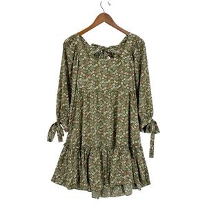 ON YOU Anthropologie Tiered Dress Green Floral